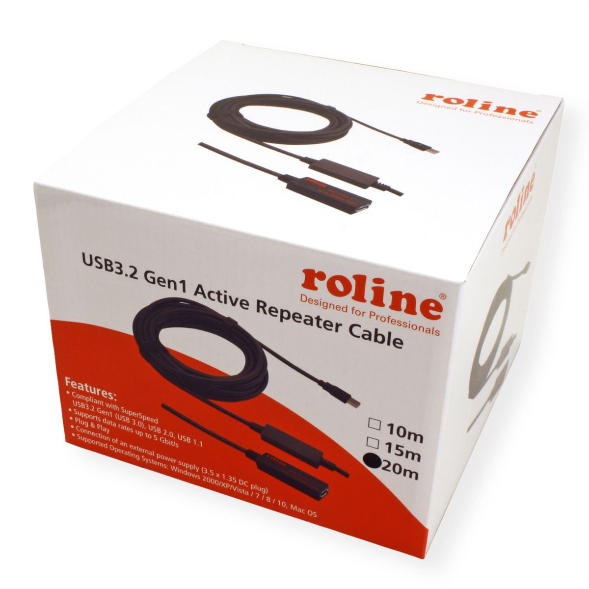 ROLINE USB 3.2 Gen 1 Aktives Repeater Kabel, schwarz, 20 m