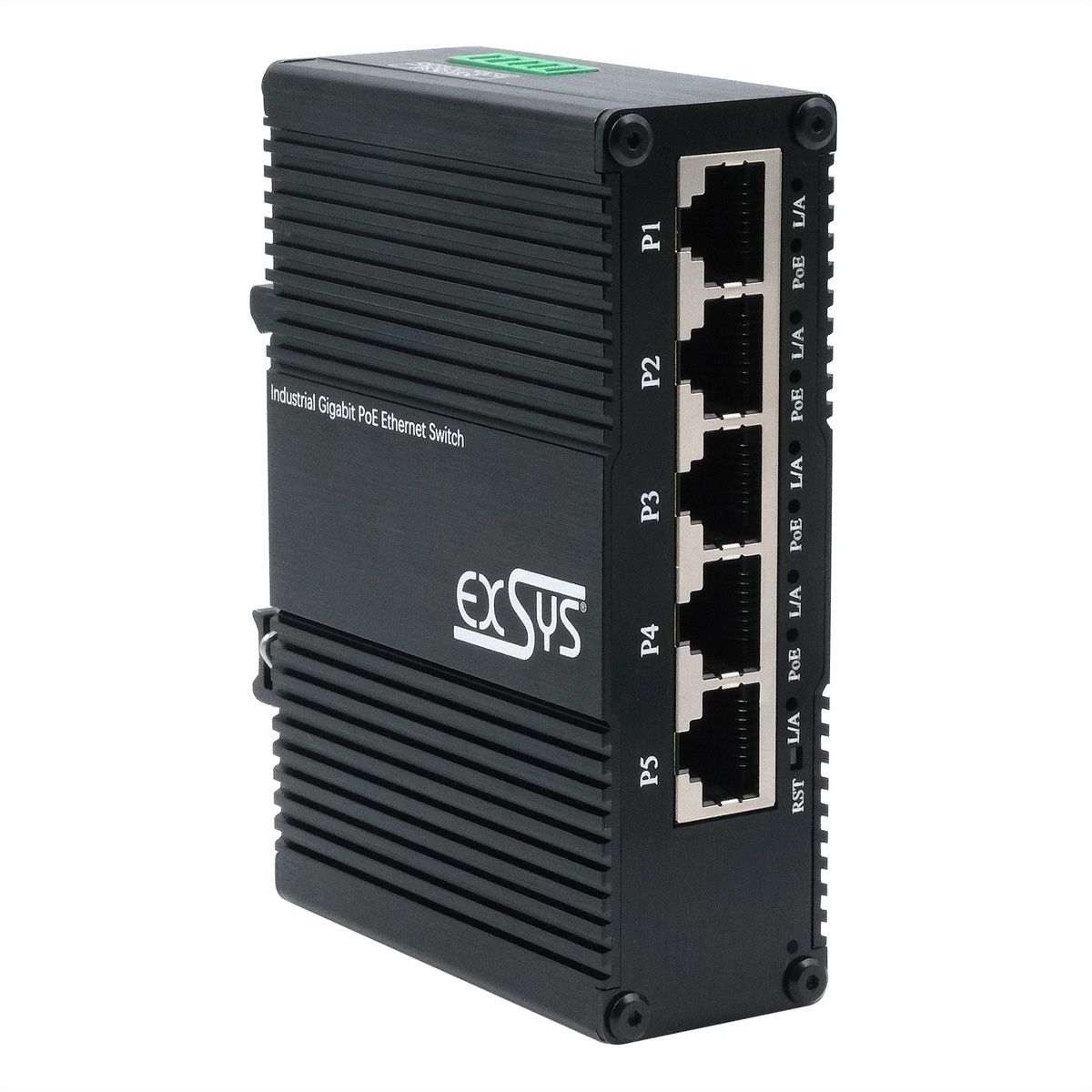 EXSYS EX-62030MPOE Mini 5-Port Industrial Gigabit PoE+ Switch, Web-Managed