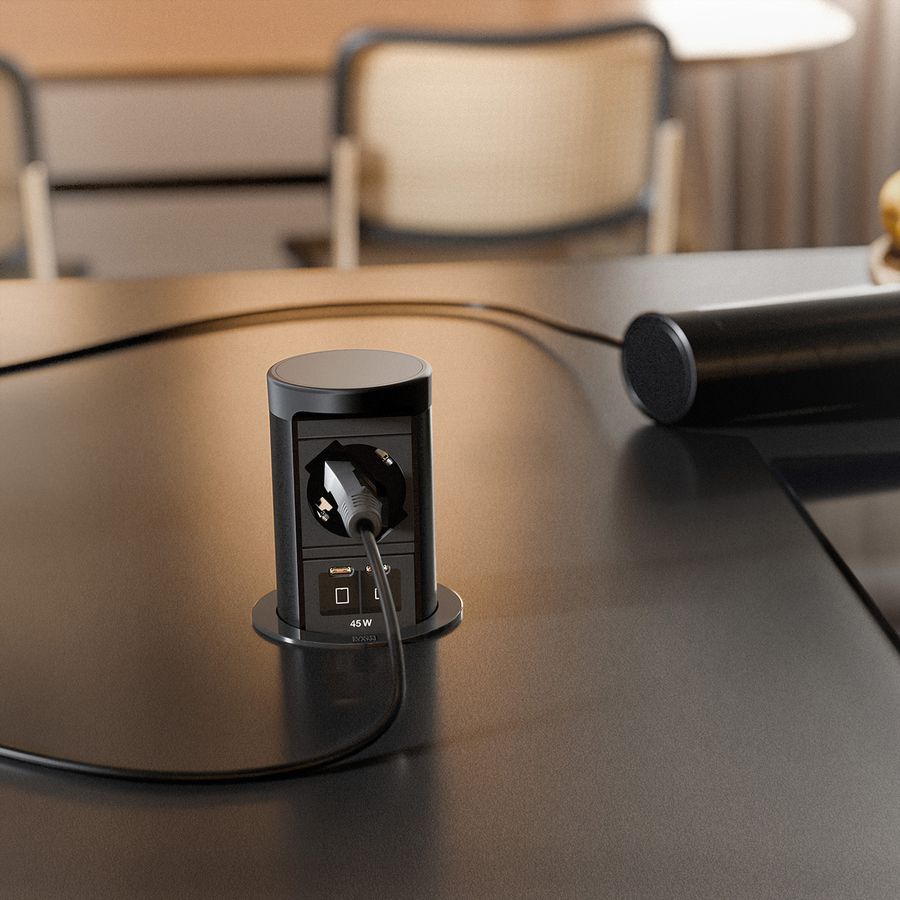 BACHMANN ELEVATOR2 1xP40, 1xUSB C/C 45W RAL9005 2,0 m AEH