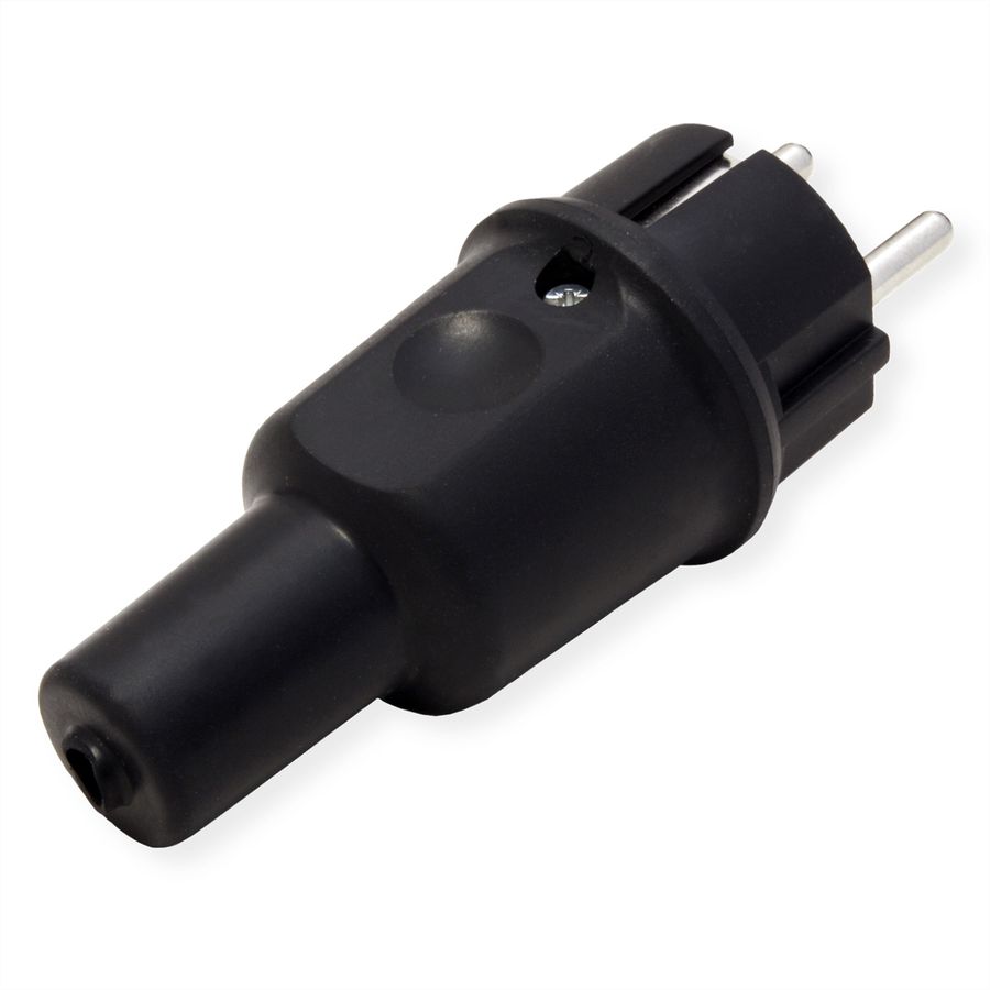 BACHMANN Vollgummi Stecker, deutsch-franz. System, IP44, schwarz