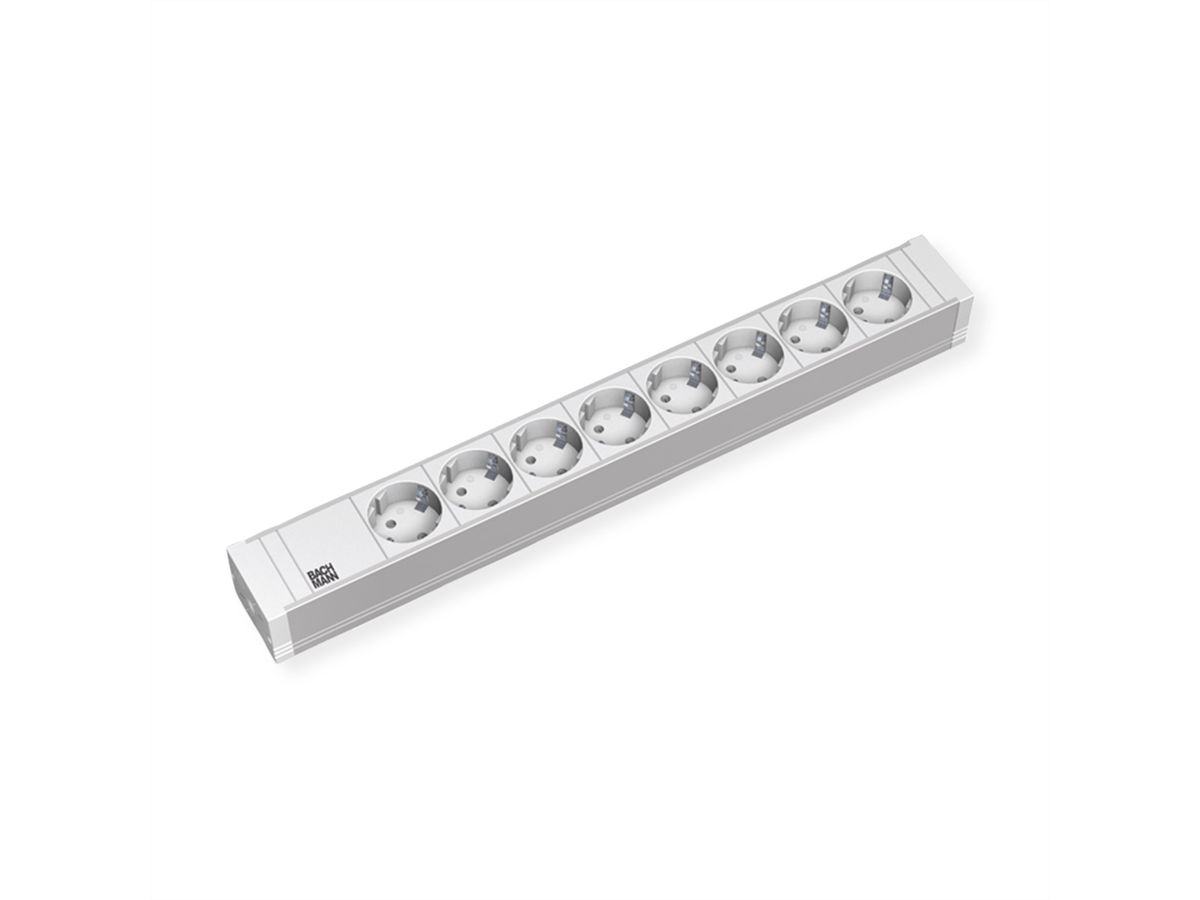 BACHMANN 19'' PVC 8x Schutzkontakt-Steckdosenleiste, 2,0m Schutzkontaktstecker