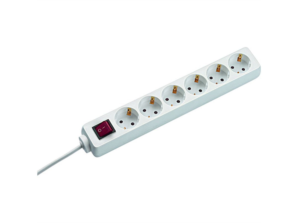 BACHMANN SELLY Steckdosenleiste 6x Schutzkontakt, Schalter, weiß, 1,5 m