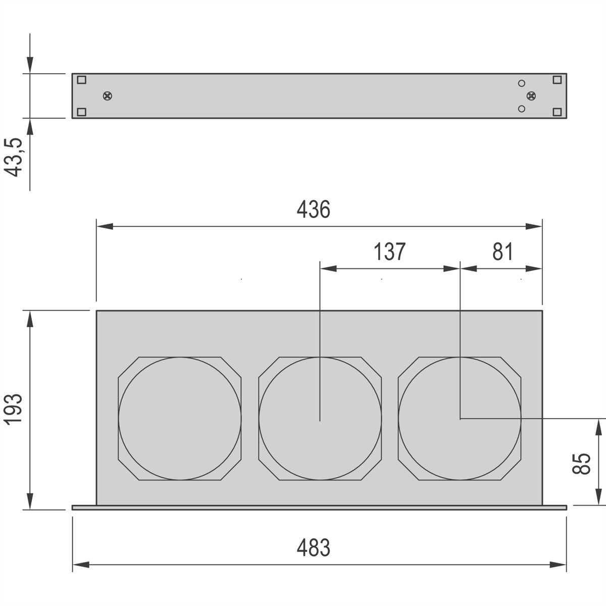 SCHROFF 19" Umlüfter, 3 Ventilatoren, 1 HE - UMLUEFTER 19"O.SCH. 115V