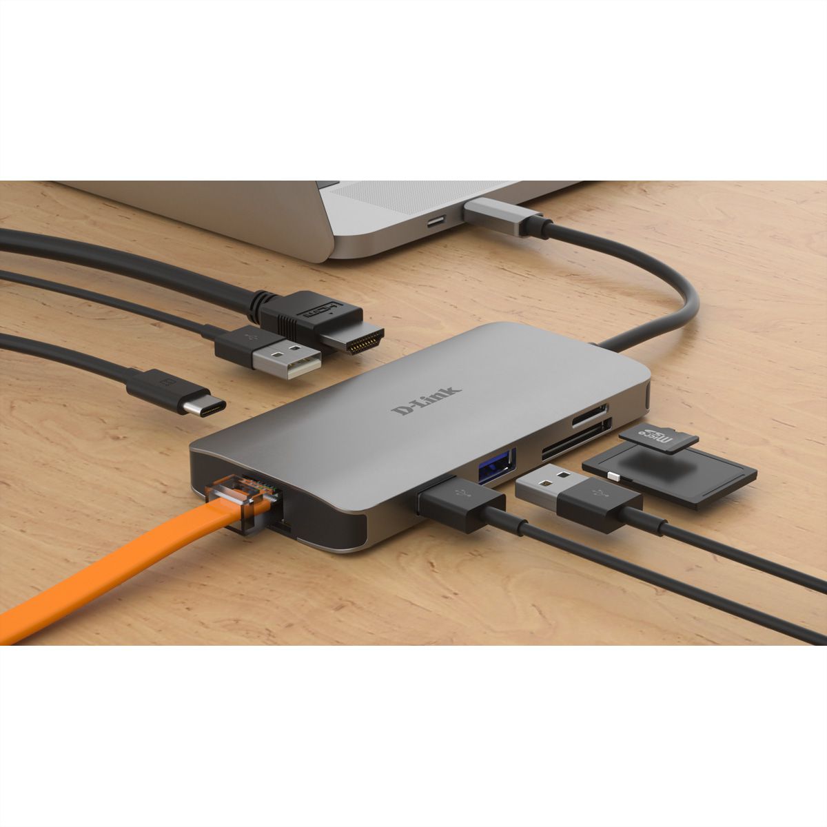 D-Link DUB-M810 USB-C 8-Port USB 3.0 Hub HDMI, Ethernet, Card Reader, Power