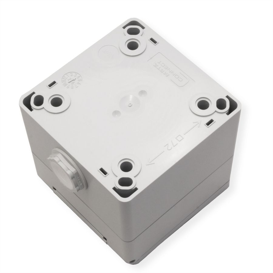 METZ CONNECT IP44 Modul-Aufputz-Gehäuse, Klappdeckel+Schloss, 2Ports unbestückt, grau