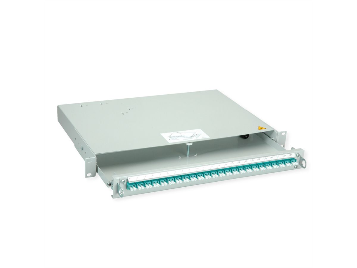 TELEGÄRTNER PROFI V LWL-Panel mit Kupplungen, 24x LC Duplex, türkis, OM3