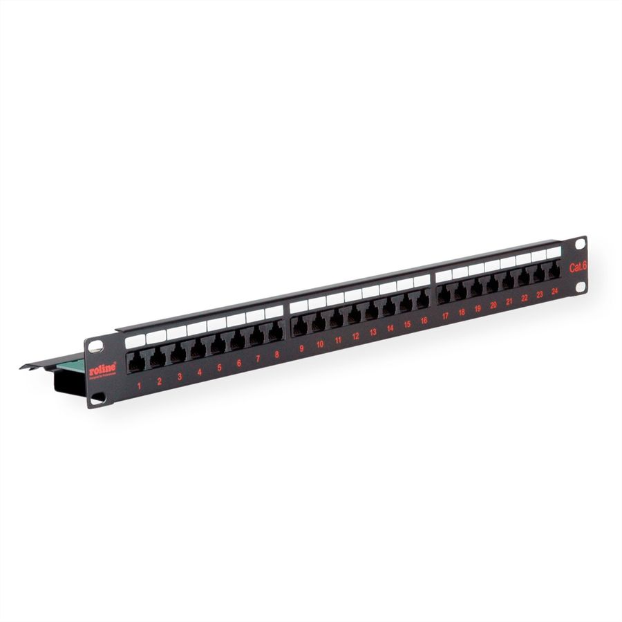 ROLINE Cat.6 (Class E) 19-Zoll-Patchpanel, 24P, ungeschirmt, schwarz