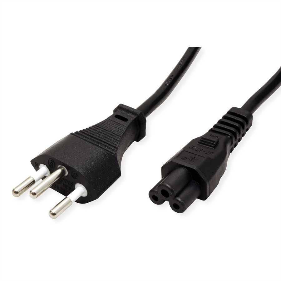 ROLINE CH-Netzkabel T12 auf C5, 3pol., schwarz, 1,8 m
