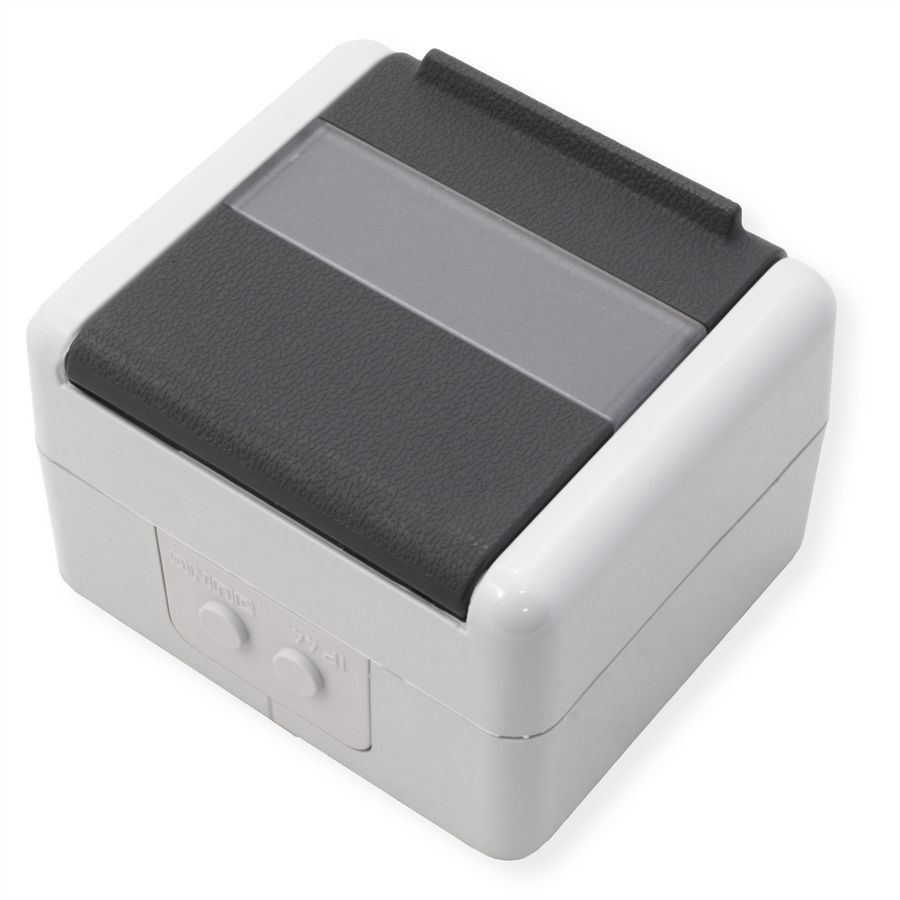 TELEGÄRTNER Gehäuse AP IP44,75x86x58, grau, mit Mont-Einsatz für 2xAMJ-Modul
