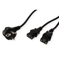 VALUE Y-Netzanschlusskabel, schwarz, 2 m