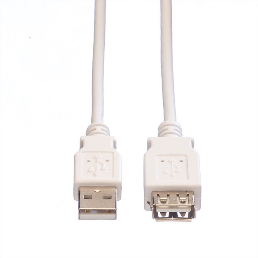 VALUE USB 2.0 Verlängerungskabel, Typ A-A, ST/BU, weiß, 1,8 m