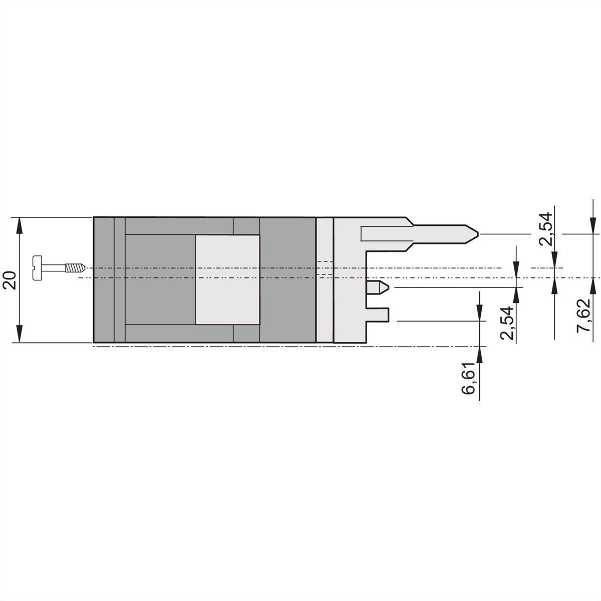 SCHROFF IEL-Griff mit 0,1 Zoll Versatz - IEL-GRIFF OB O GR/SW 100ST