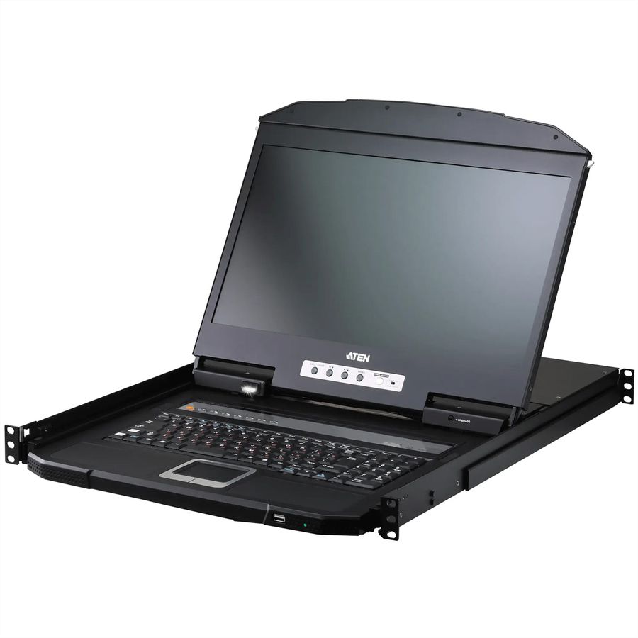 ATEN CL3708NW GB 8-Port-USB-HDMI-Einzelschienen-Breitbild-LCD-KVM-Konsole, UK-Layout