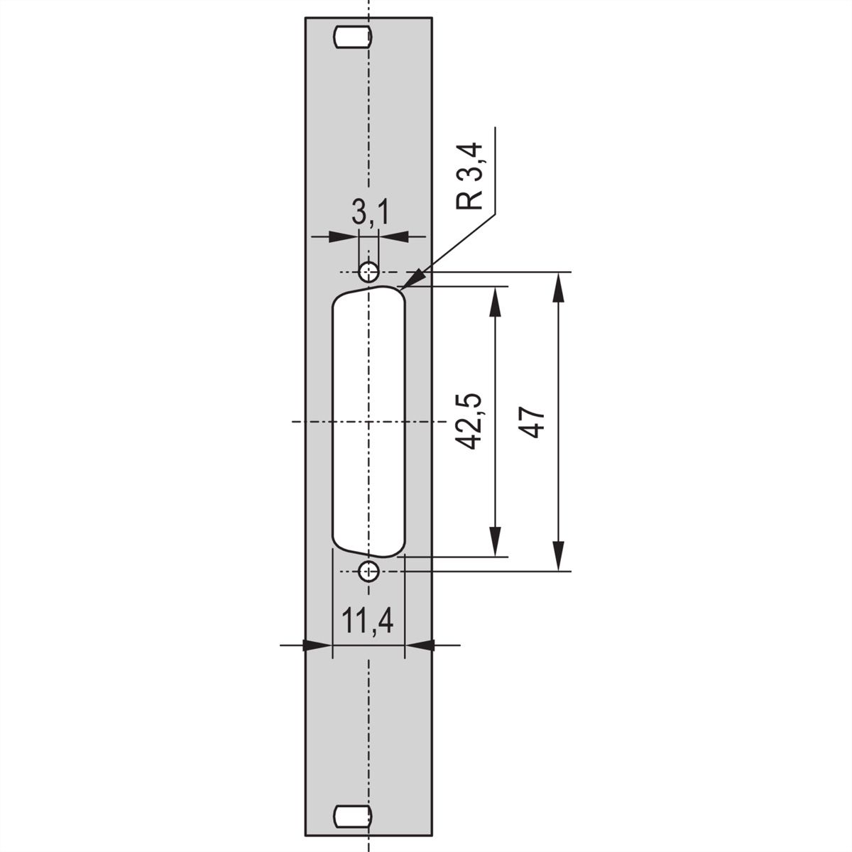 SCHROFF Frontplatte SUB-D Ausbruch - TEILFRONTPL.3HE 4TE 1X25 DC