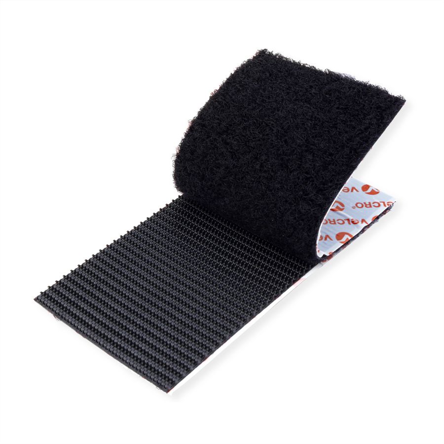 VELCRO® Klettstreifen Extra Stark Selbstklebend, Haken & Flausch 50mm x 100mm x 2 sets Schwarz