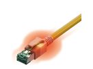 EasyLan DualBoot LED Patchkabel RJ45 S/FTP Kat.6A (Class EA), mit saCon Stecker, LSOH, gelb, 0,5 m