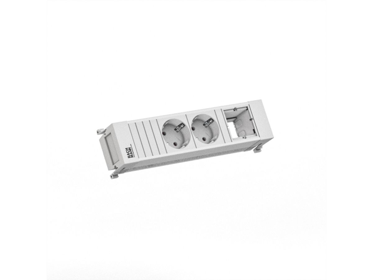BACHMANN POWER FRAME 2xCEE7/3 1xCM 0,2m GST18 RAL9010