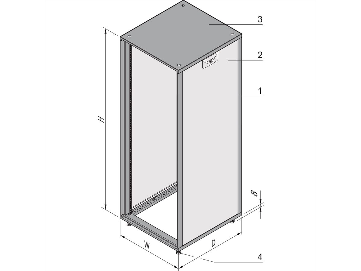 SCHROFF 19"-Schrank, Tür- und Rückwandkombination frei wählbar - NOVASTAR 16HE553B500T 7021-35