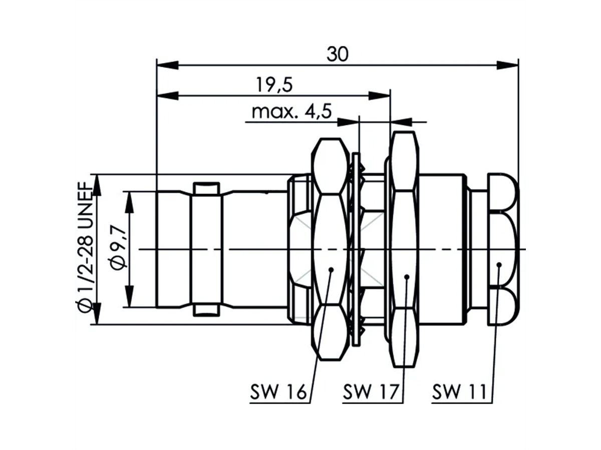 TELEGÄRTNER BNC-Kabeleinbaubuchse 50 Ohm, für RG178B/U Druckverschraubung