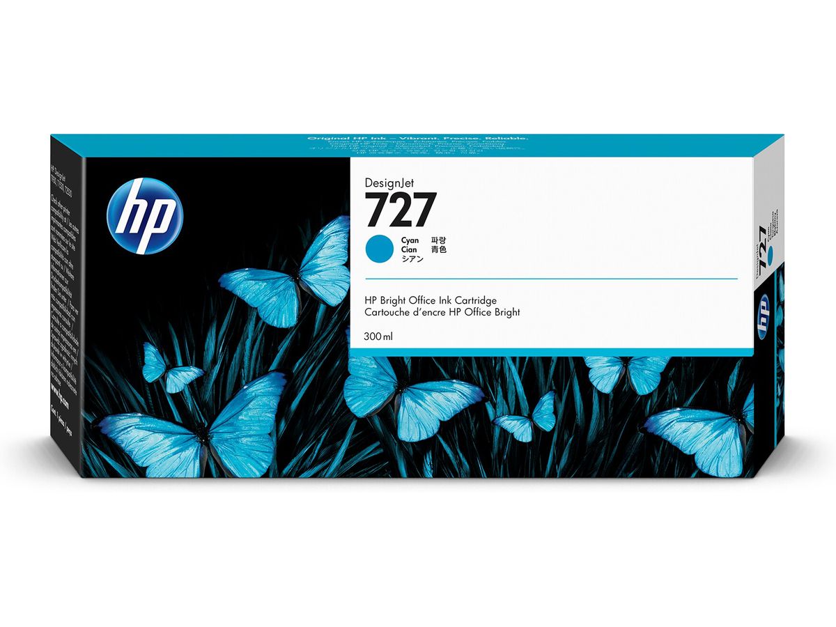 HP 727 Cyan DesignJet Tintenpatrone, 300 ml
