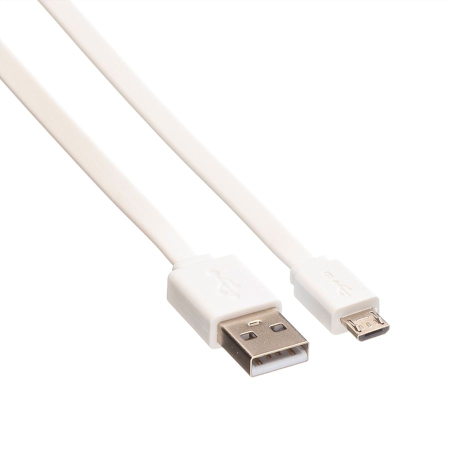 ROLINE USB 2.0 Kabel, USB A ST - Micro USB B ST, weiß, 1 m