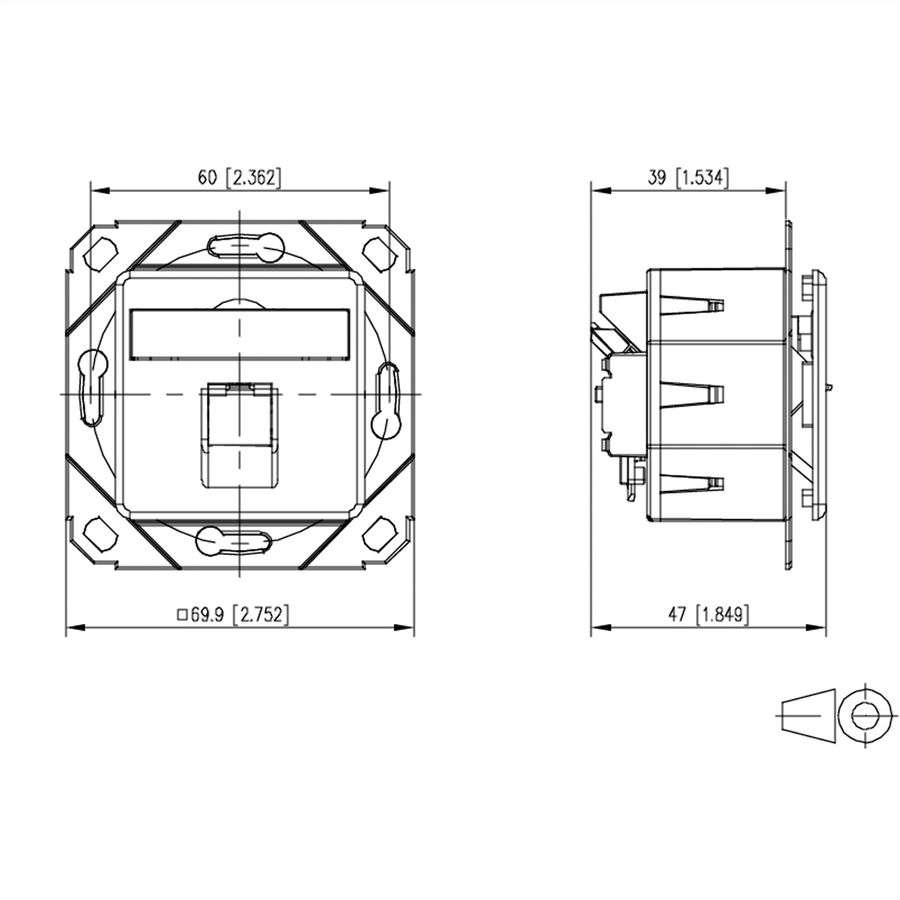 METZ CONNECT E-DAT C6A LSA++ Dose, 1 Port, UPk, reinweiß