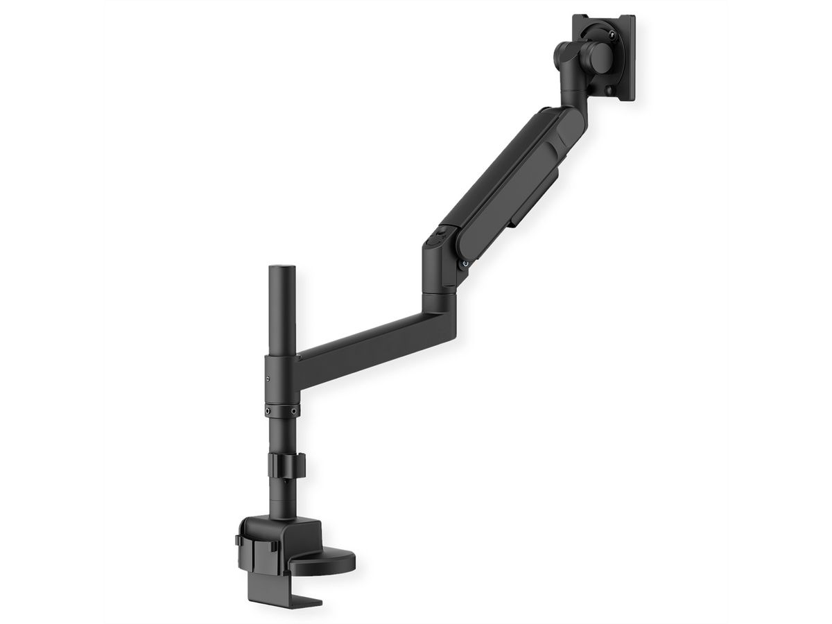 ROLINE Schwerlast-LCD-Arm, Trägerstange, 4 Gelenke, Tischmontage, bis 22/27 kg, schwarz
