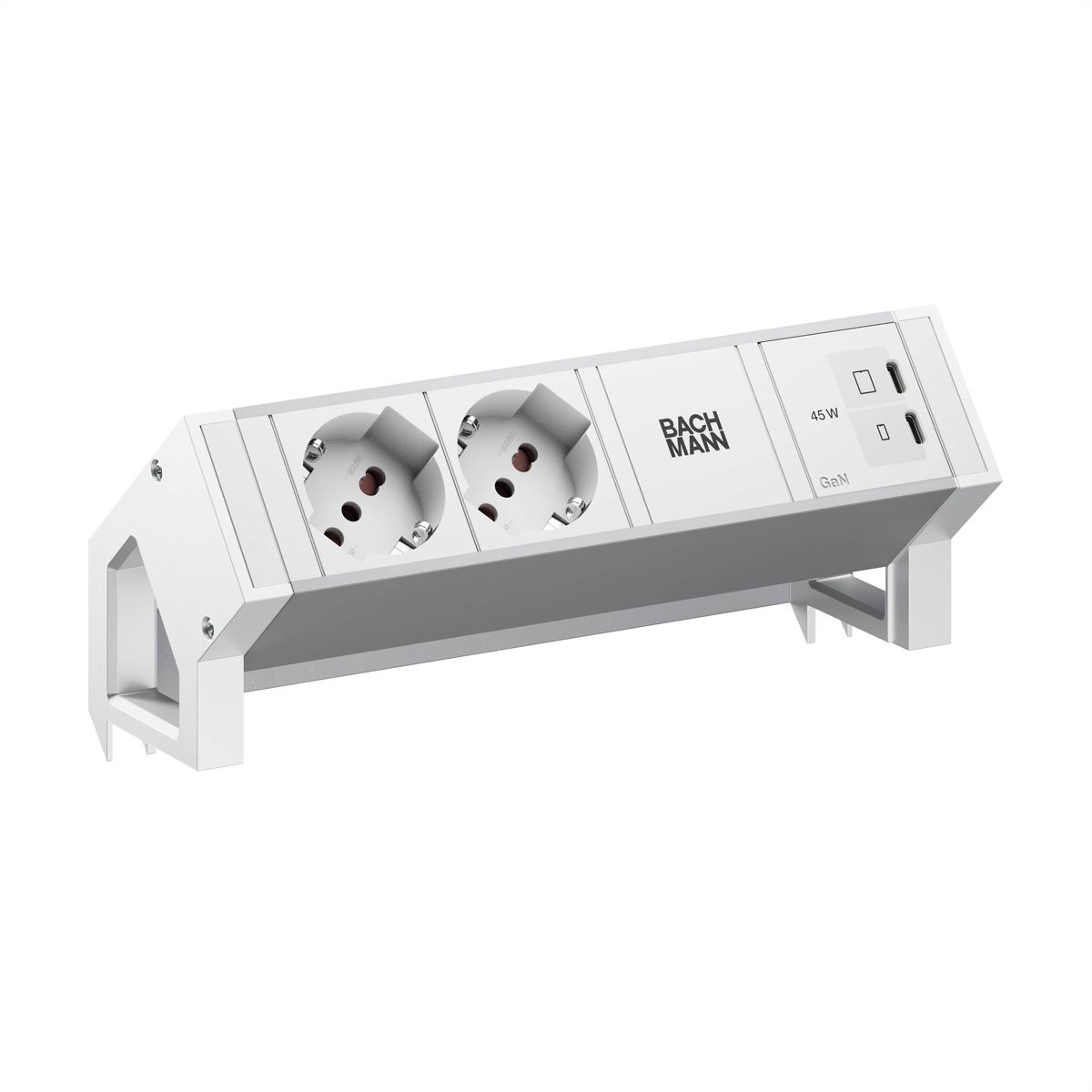 BACHMANN DESK2 ALU WHITE 2xP40, 1xUSB C/C 45W L=0,2m RAL9010