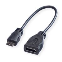 ROLINE HDMI High Speed Kabel mit Ethernet, HDMI BU - Mini HDMI ST, 0,15 m