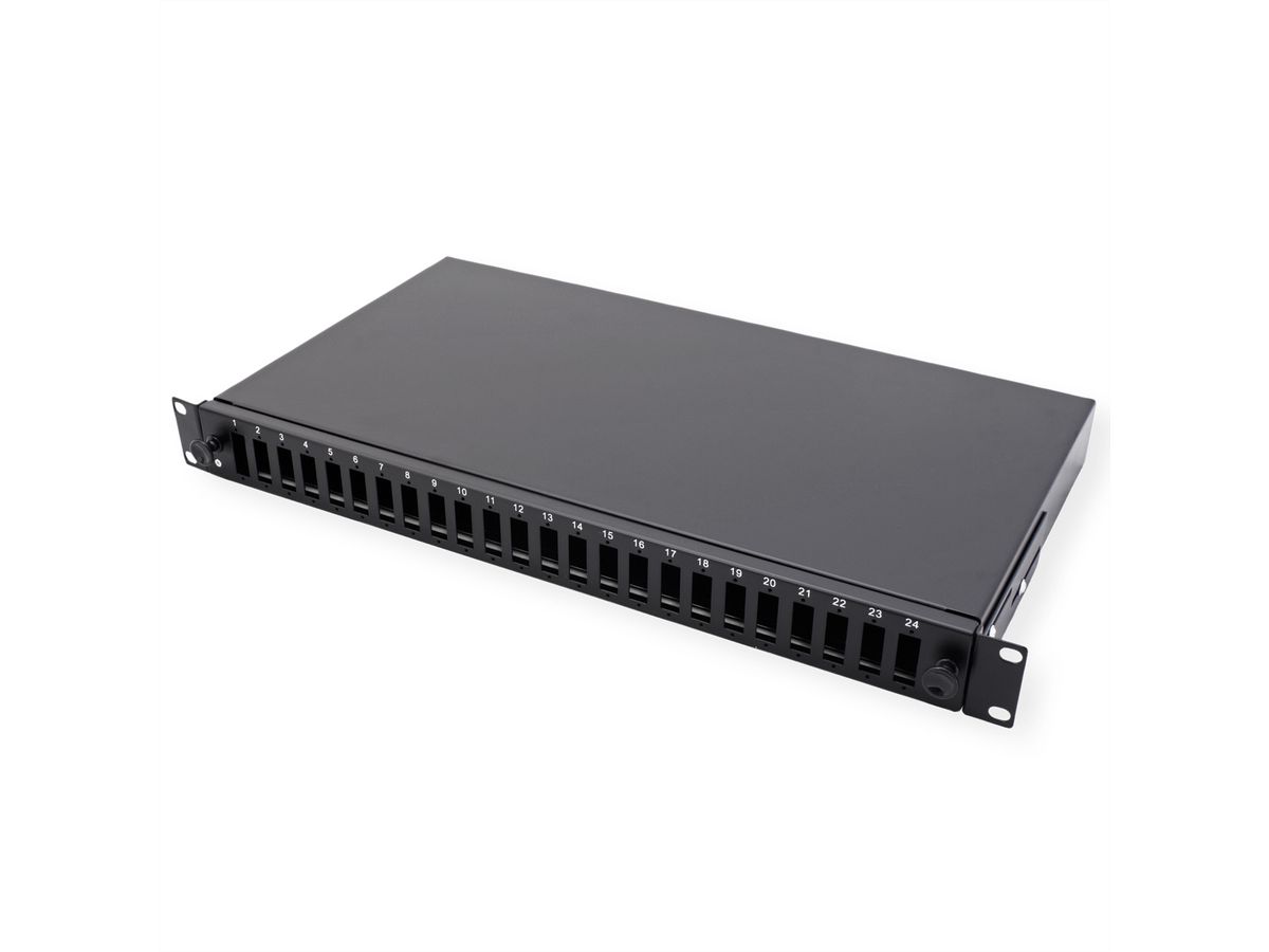 VALUE 19"-Spleißbox leer 1 HE, 24x SC DX / LC 4-fach, ausziehbar