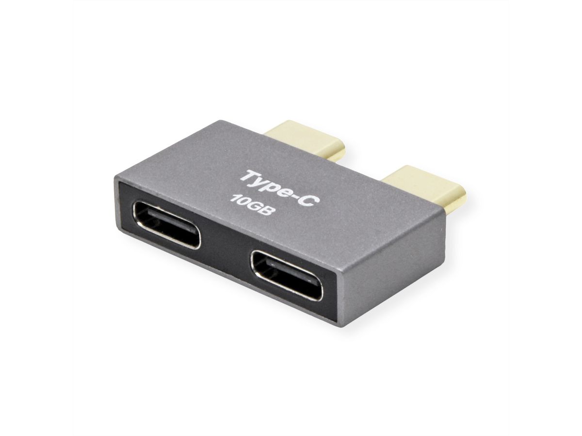 ROLINE USB 3.2 Gen 2 Adapter, 2x USB Typ C - 2x Typ C, ST/BU, silberfarben