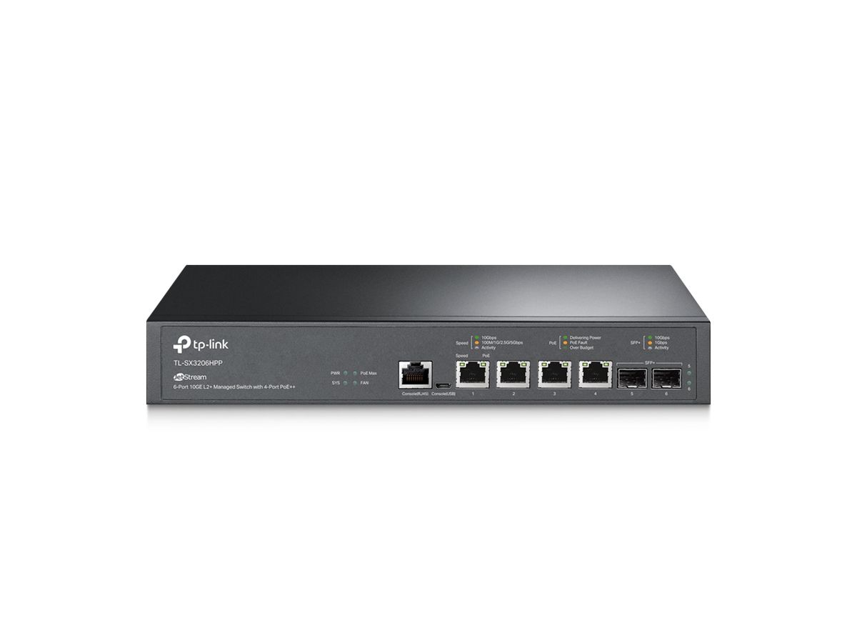 TP-Link JetStream 6-Port 10GE L2+ Managed Switch mit 4-Port PoE++