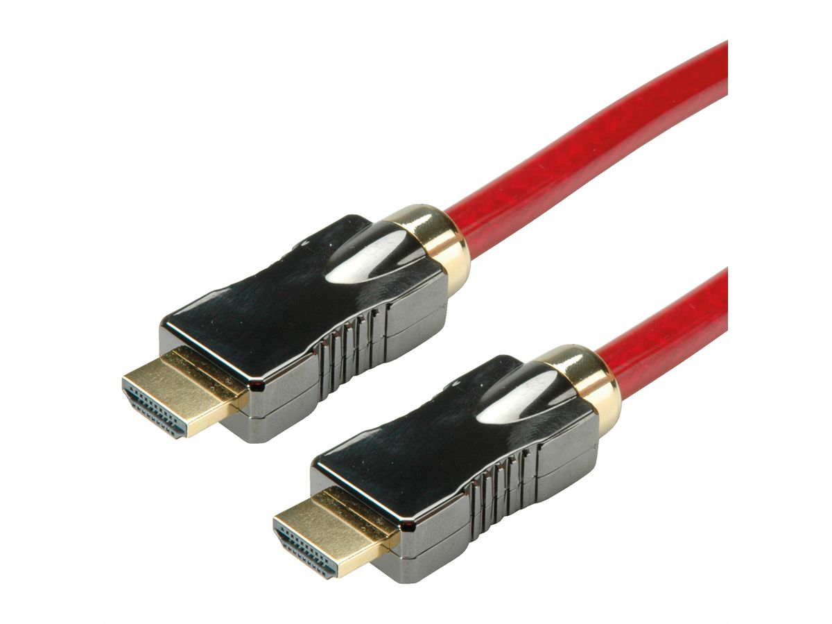 ROLINE 8K HDMI Ultra HD Kabel mit Ethernet, ST/ST, rot, 3 m