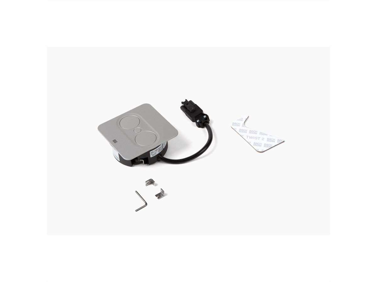 BACHMANN TWIST 2 1xCEE7/3 1xUSB A/C 22W 0,2m GST18 silber eckig