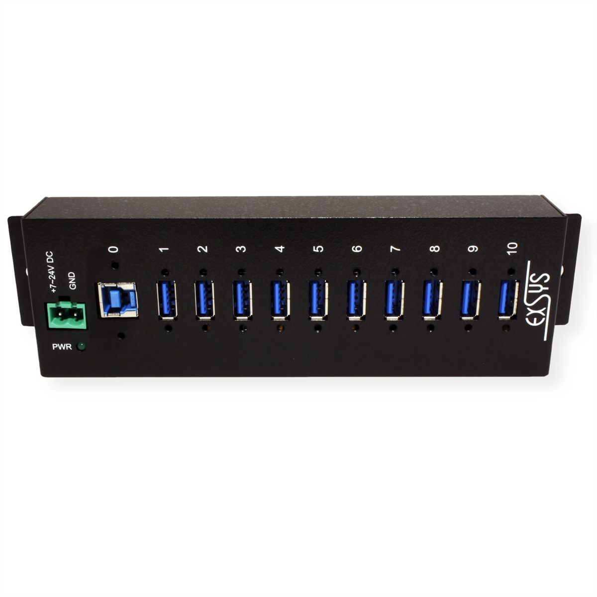 EXSYS EX-1110HMVS 10 Port USB 3.2 Gen1 HUB 15KV ESD Surge Protection Metallgehäuse