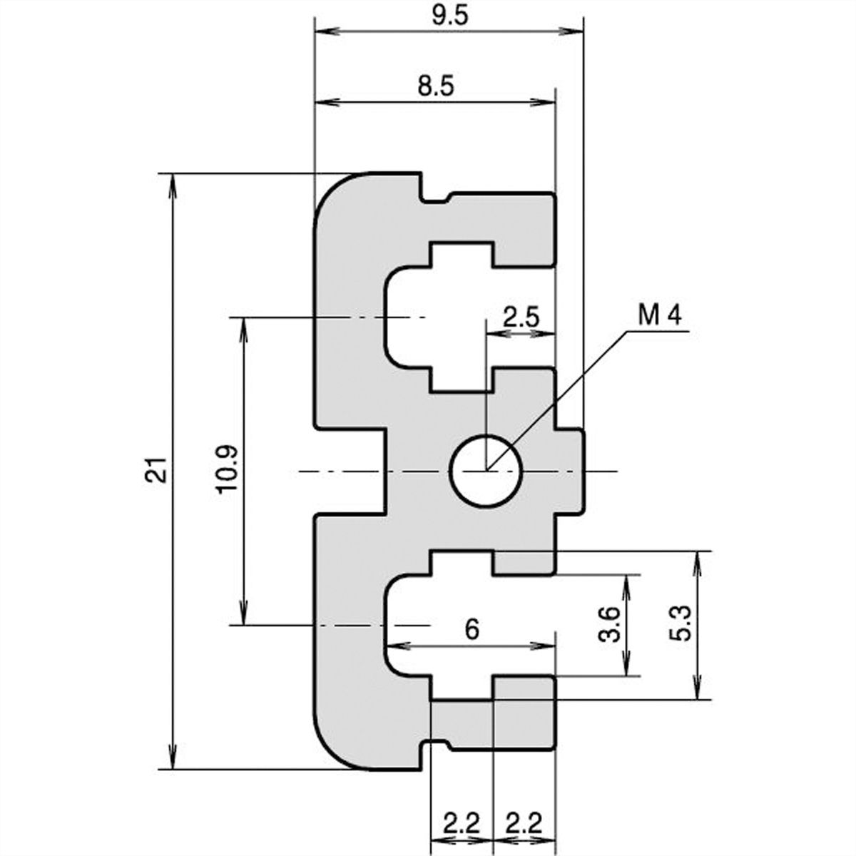 SCHROFF Modulschiene mitte, Typ ST - MODULSCH. MITTE 20TE ST