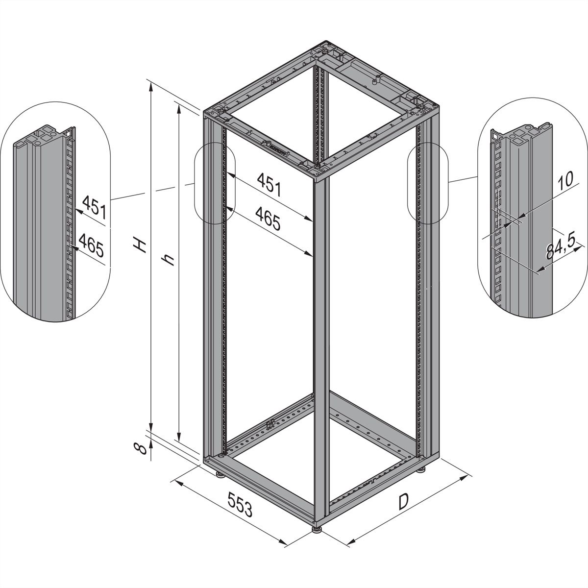SCHROFF GESTELL HD-U 34HE 553B 600T RAL7021