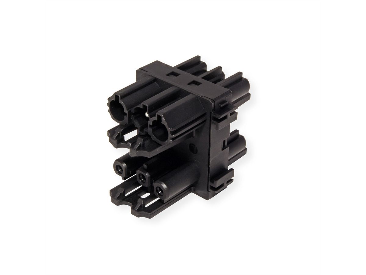 BACHMANN Verteilerblock WIELAND GST18 1xIn/3xOut mit Verriegelungslaschen, schwarz