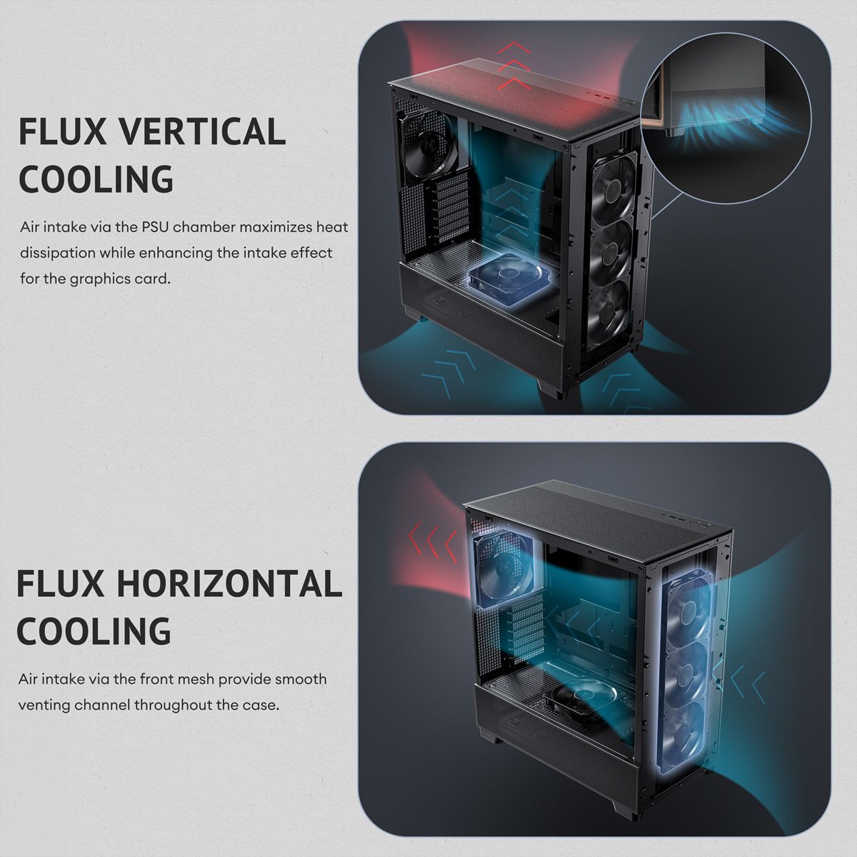ANTEC FLUX PC Gehäuse Midi Tower Gaming ATX, schwarz