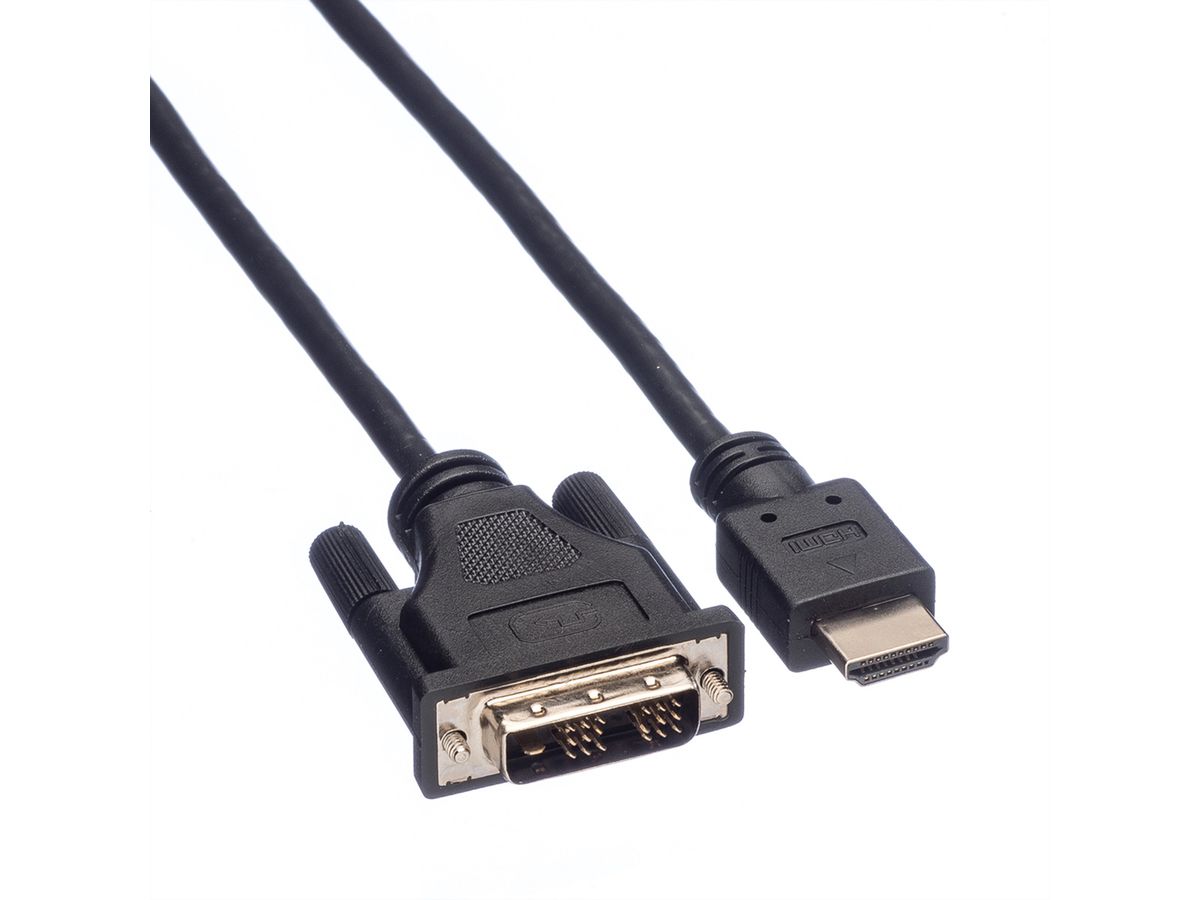 ROLINE Kabel DVI (18+1) ST - HDMI ST, schwarz, 5 m