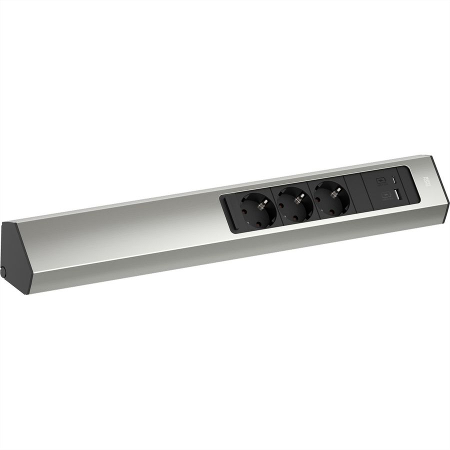 BACHMANN CASIA2 3xCEE7/3 1xUSB A/C 22W 2,0m AEH Edelstahl-Optik