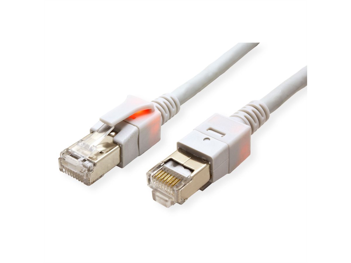 EasyLan DualBoot LED Patchkabel RJ45 S/FTP Kat.6 (Class E), mit saCon Stecker, LSOH, grau, 2,5 m