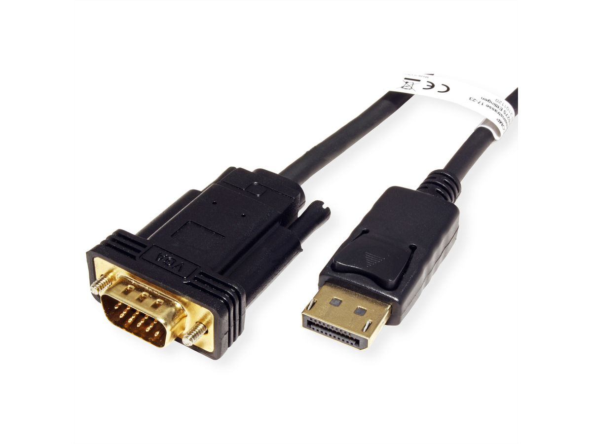 ROLINE Kabel DisplayPort-VGA, DP ST - VGA ST, schwarz, 3 m