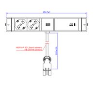BACHMANN DESK RAIL 2xP40 1xUSB C 60W, 2,0m GST18 Italia