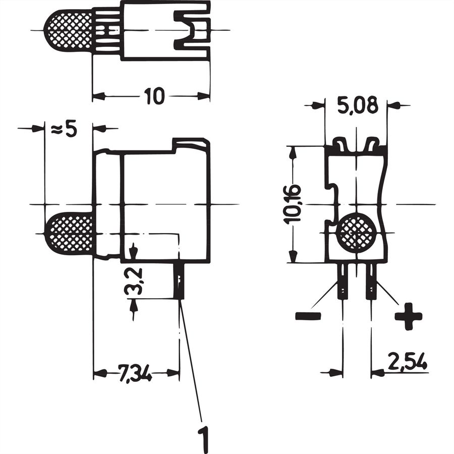 SCHROFF Einfach-LED, kurze Bauform, x 3,2 mm - LEUCHTDIODE 3,2 GN 1.EBENE