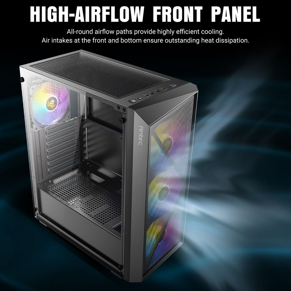 ANTEC AX67 ARGB PC Gehäuse Midi Tower Gaming ATX, schwarz