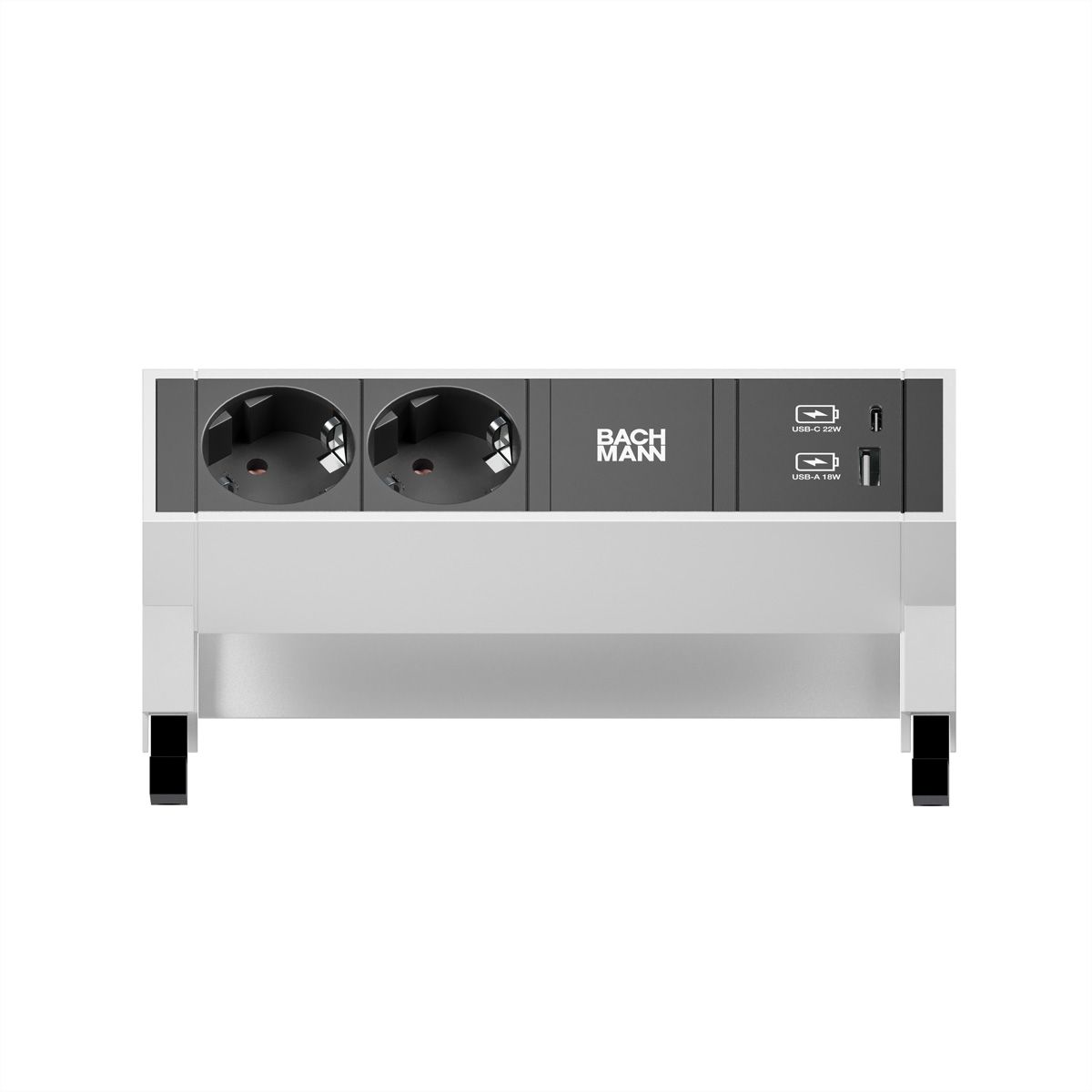 BACHMANN DESK2 2xSchutzkontakt USB A&C, USB Charger 22W 0,2m GST18 INOX