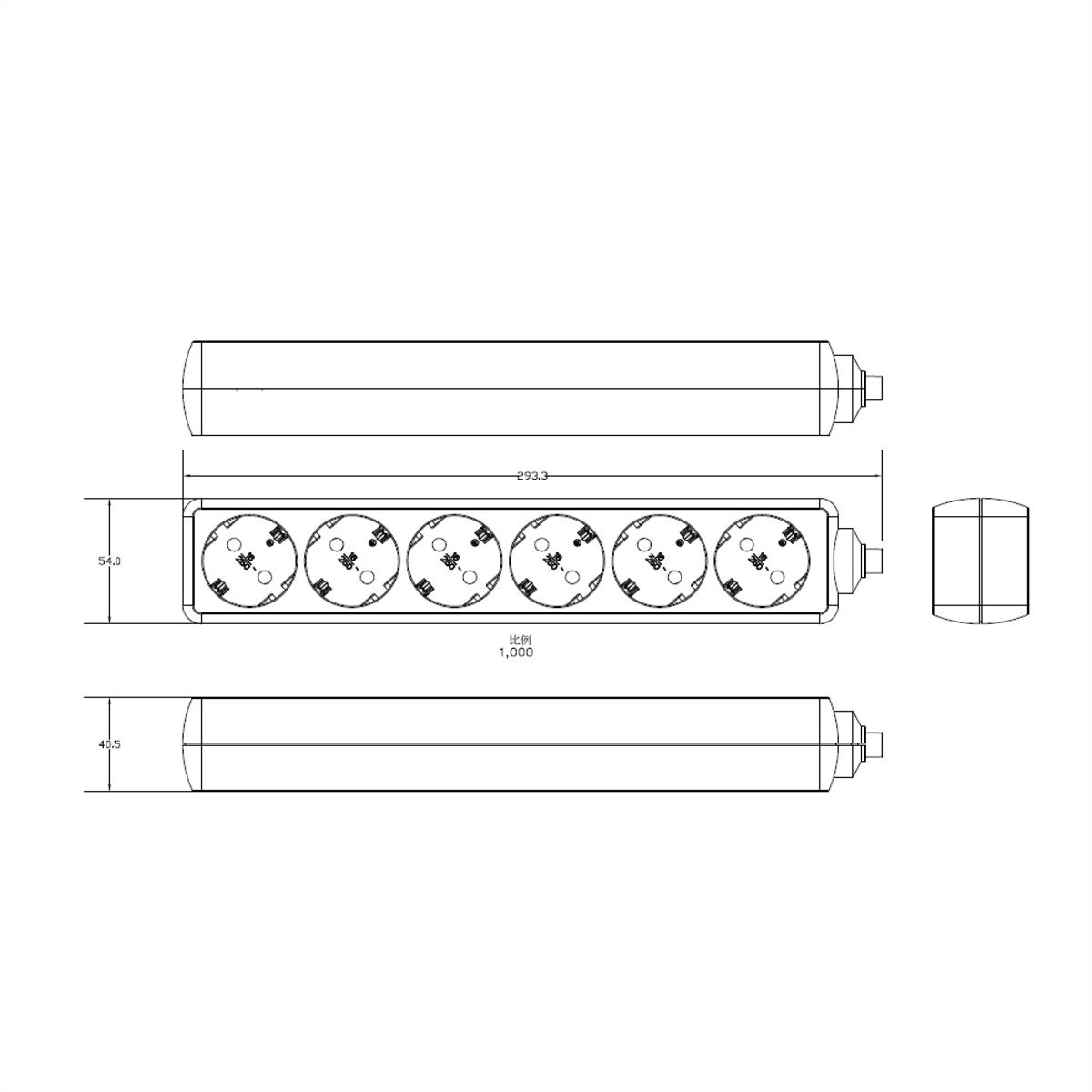 BACHMANN SELLY Steckdosenleiste 6x Schutzkontakt, schwarz, 1,5 m