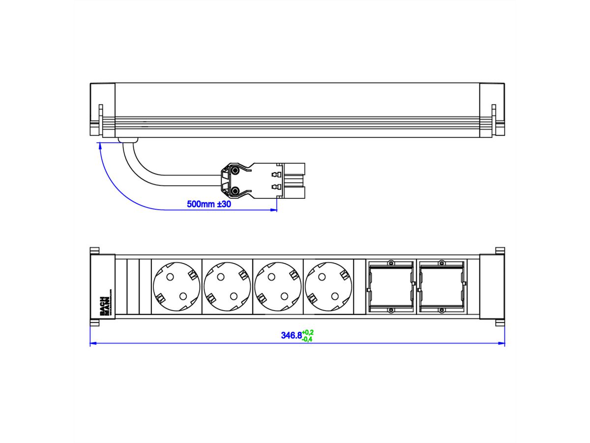 BACHMANN POWER FRAME Large 4x Schutzkontakt 2x ABD