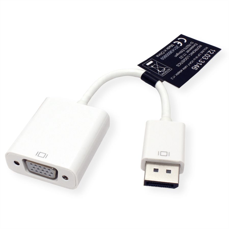 ROLINE DisplayPort-VGA Adapter, v1.2, DP ST - VGA BU, Aktiv